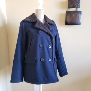 American Eagle navy wool peacoat sherpa small y2k